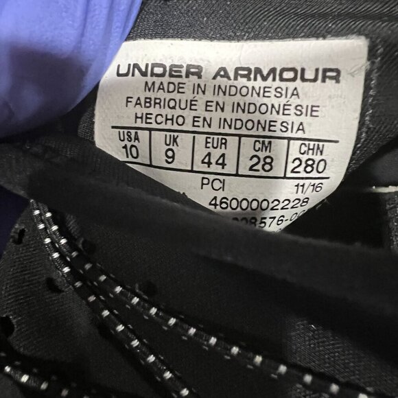 Under Armour Mens 10 Black White Lightweight Athletic Running Shoes Mesh Upper main image 4